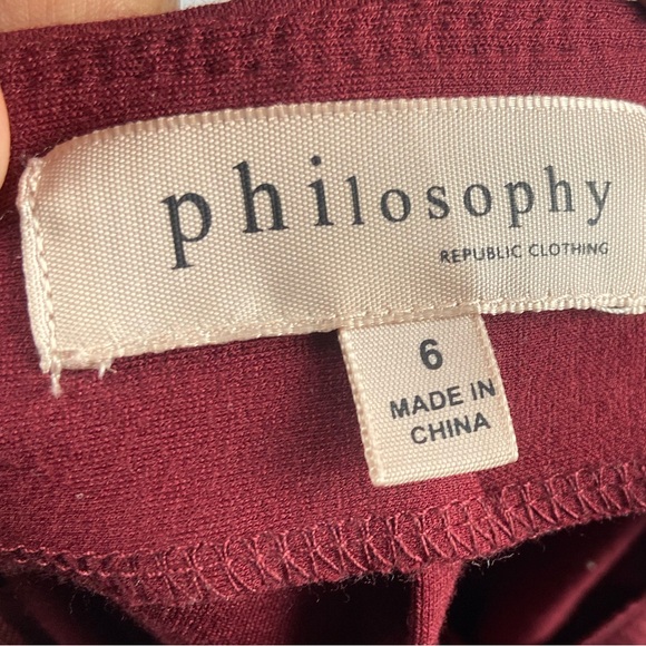 Pencil Skirt Philosophy Size 6 Burgundy Gold Zipper - Picture 8 of 11